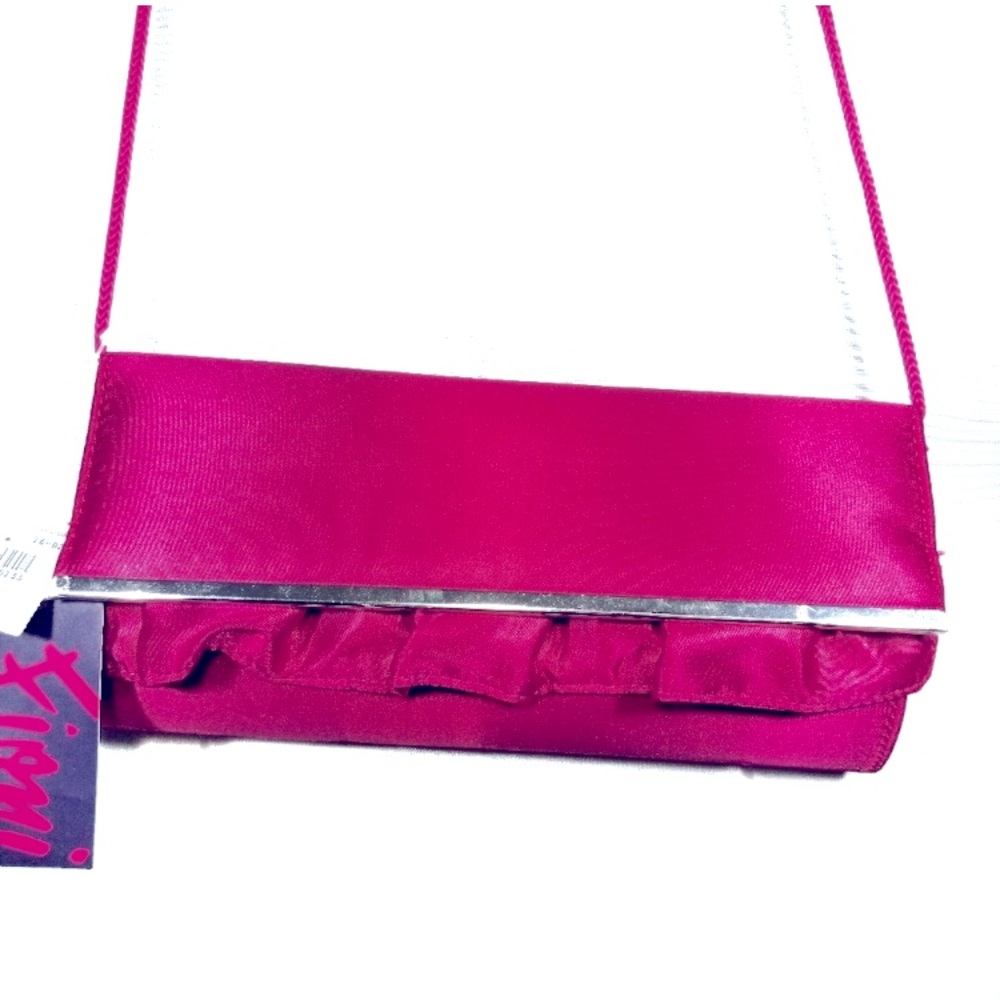 Fioni Hot Pink satin clutch